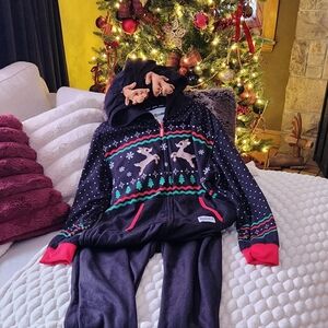 Tipsy Elves Black and Red Reindeer Pajama